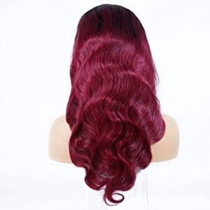 Transparent red lace real human hair wig 16 inch